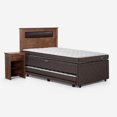 Imagen 1 del producto Bed Boxet Rosen 1,5 Plazas Ergo T + Respaldo + Velador Ferrara