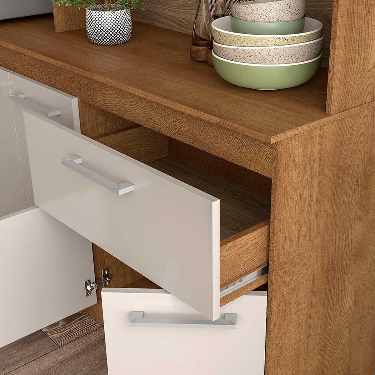 Mueble de Cocina Vekkahome Buck 1 Cajón 12 Puertas Blanco
