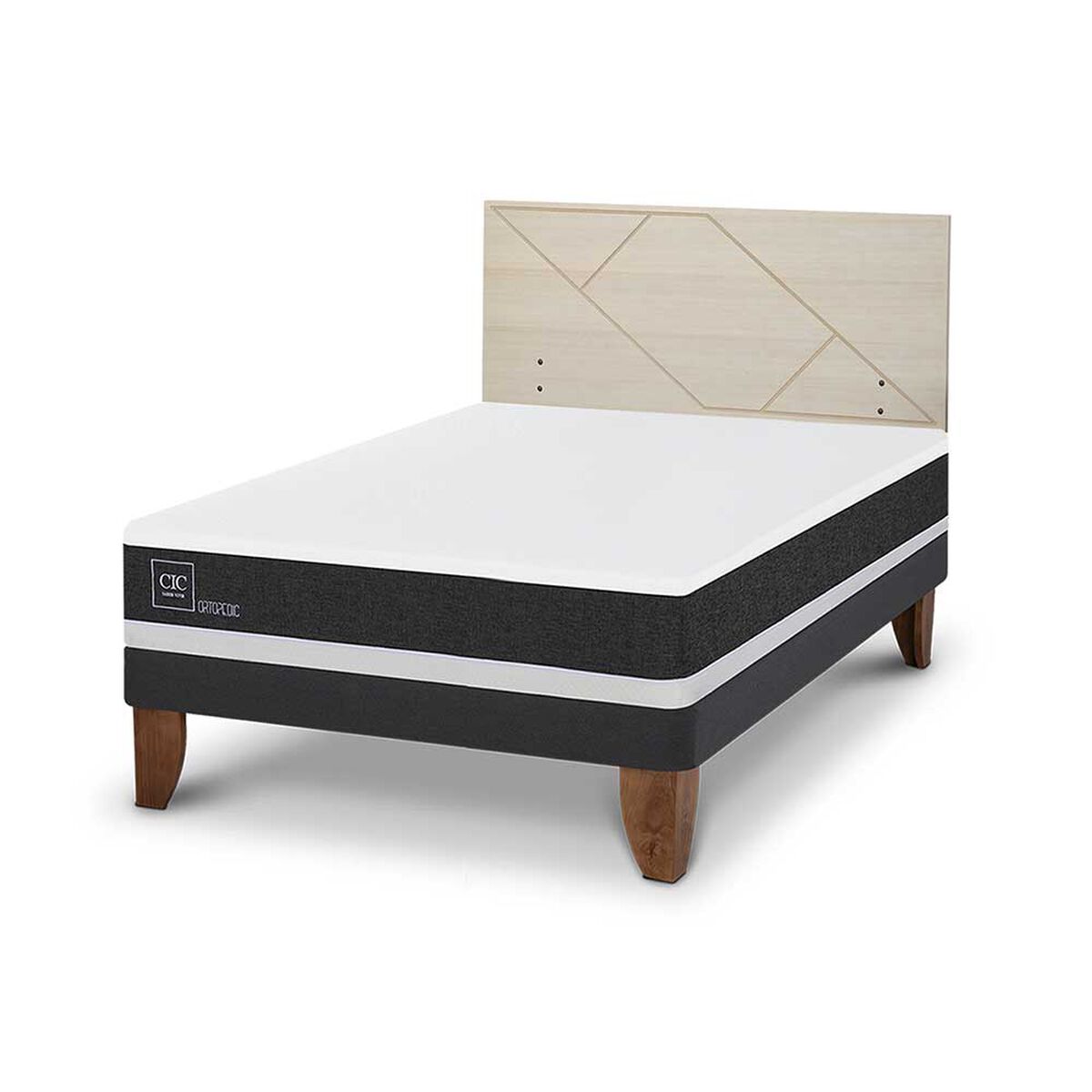 Cama Europea CIC 2 Plazas Ortopedic + Respaldo Villarrica Alpino