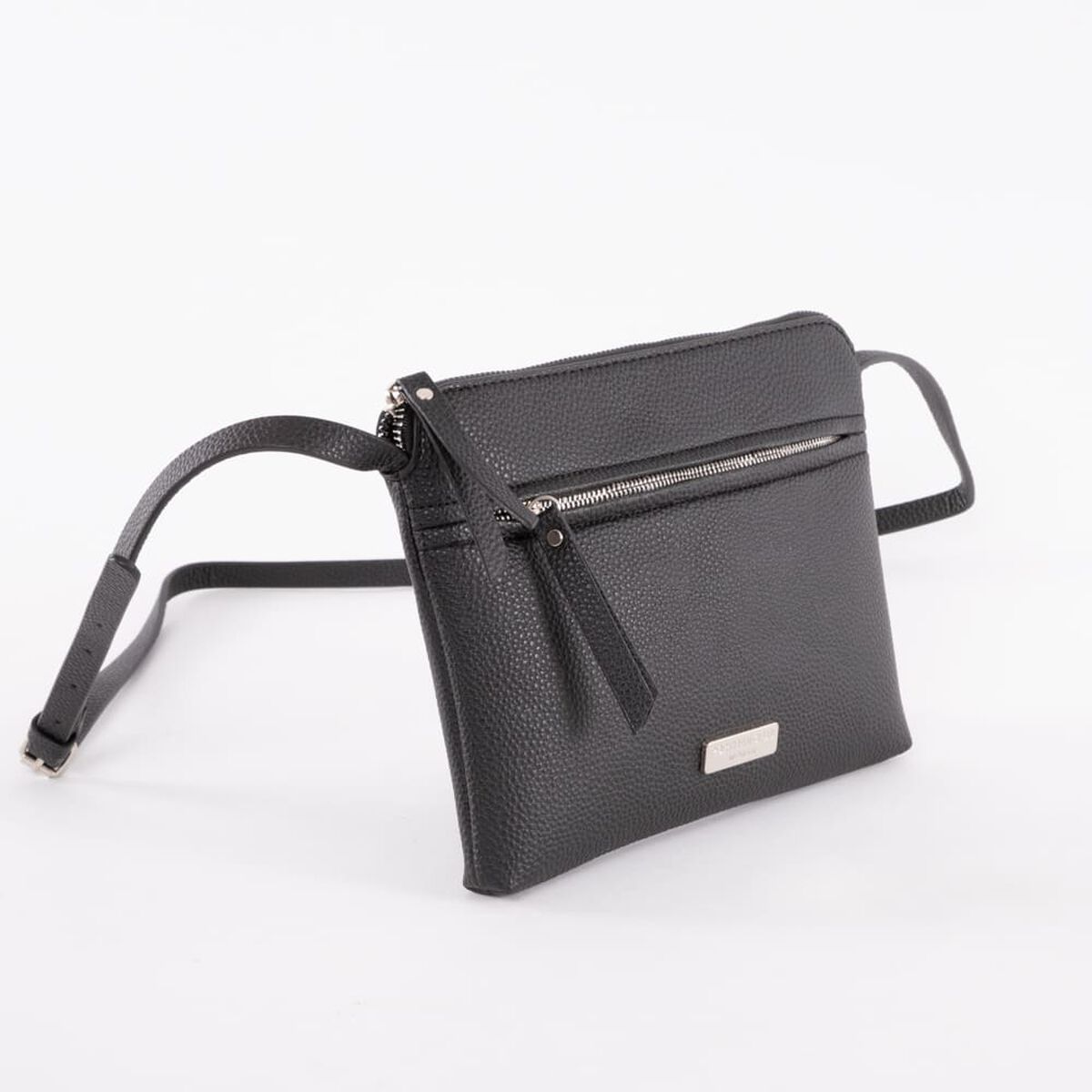 Cartera Cross Bag Negra Eco Cuero Mujer Portman Club