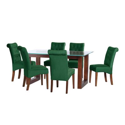 Juego de Comedor Latam Home Pamplona Oviedo 6 Sillas Velvet Azul Petroleo