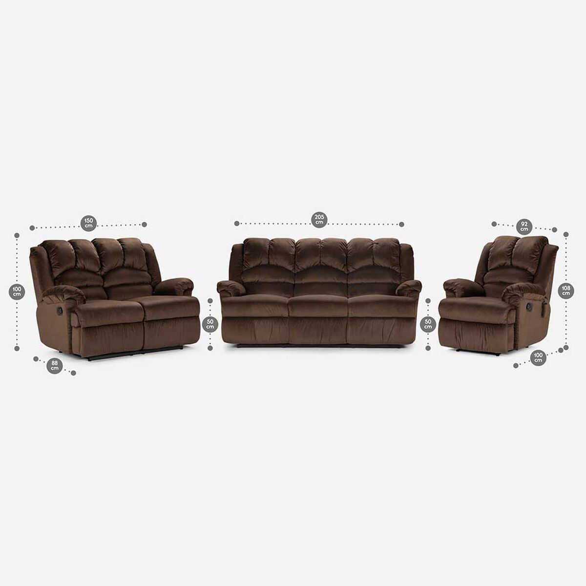 Juego de Living Rosen Jarrie 3-2-1 Cuerpos Caf&eacute;