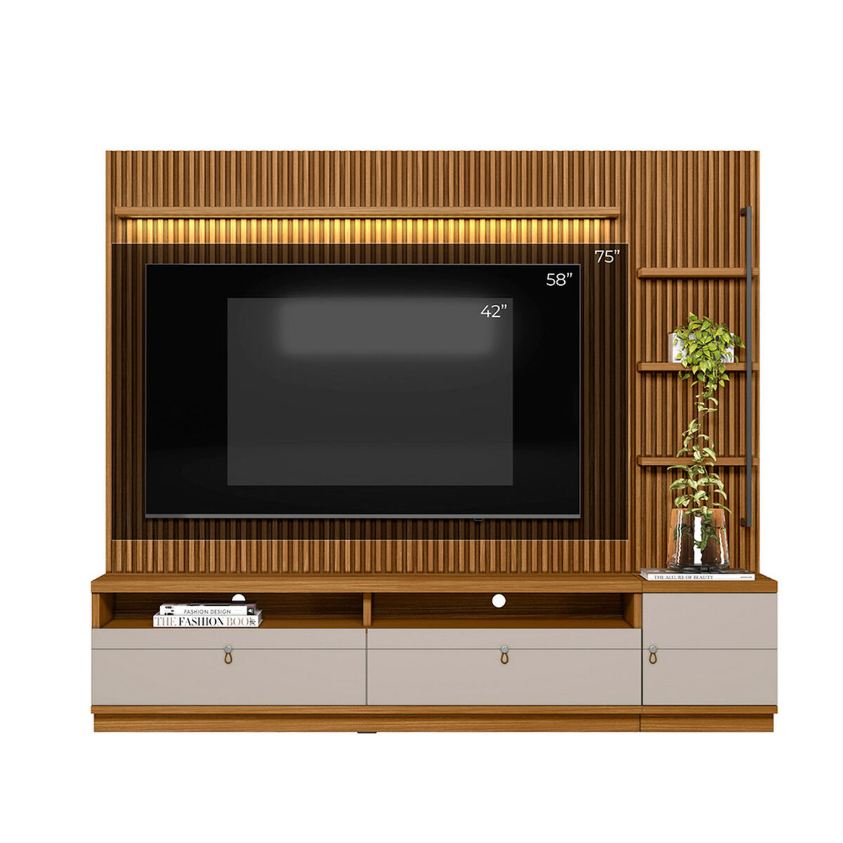 Home TV Di Poretti Design Ouro TV Hasta 75" Caf&eacute; Claro