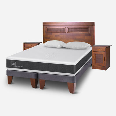 Imagen 2 del producto Cama Europea CIC Base Dividida King New Ortopedic + Respaldo + 2 Velador Milán + Almohadas