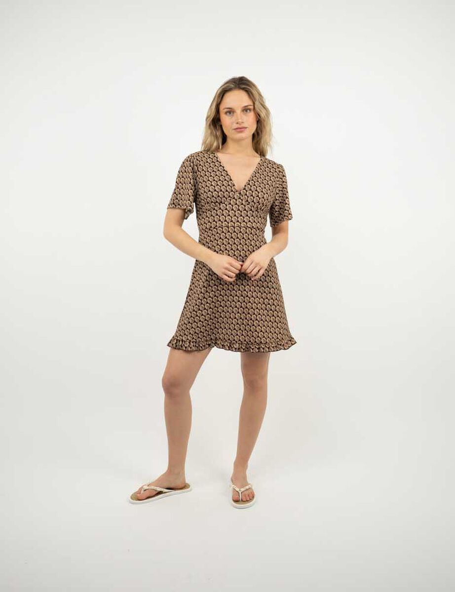 Vestido Mini Manga Corta Mujer Icono