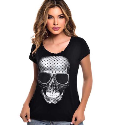 Polera Manga Corta Mujer Rock Caviar