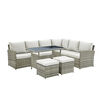 Juego de Terraza Vekkahome Hades Sofá Seccional 6 Cuerpos + Dos Pouf Beige