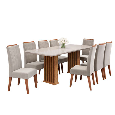Juego de Comedor Di Poretti Munique 8 Sillas Beige