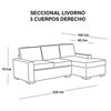 Sof&aacute; Seccional Derecho Latam Home Livorno 3 Cuerpos Negro