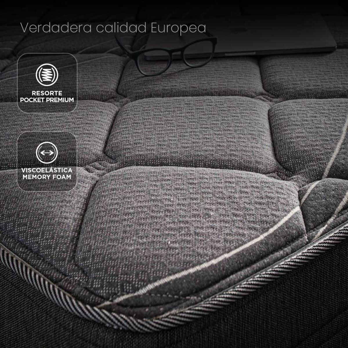 Cama Europea Flex King Black + Set Colonia