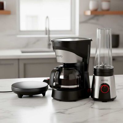 Combo Cafetera Goteo Kioto Kaba 600 ml + Licuadora personal Kioto SAGA II 600ml + Panquequera Kioto Iwate 700W