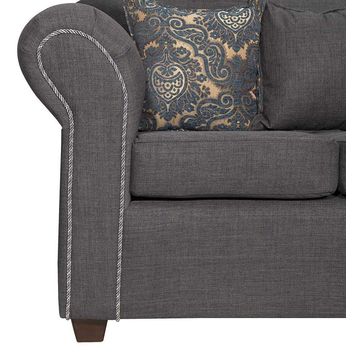 Juego de Living Essenza New Amparo Tela Catania Sofá 3 Cuerpos + Dos Sillones 1 Cuerpo Gris