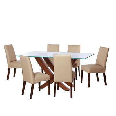 Juego de Comedor Latam Home Alicante 6 Sillas Beige