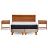Cama Europea Latam Home 2 Plazas New Top Tela Velvet Beige + Maderas Orion