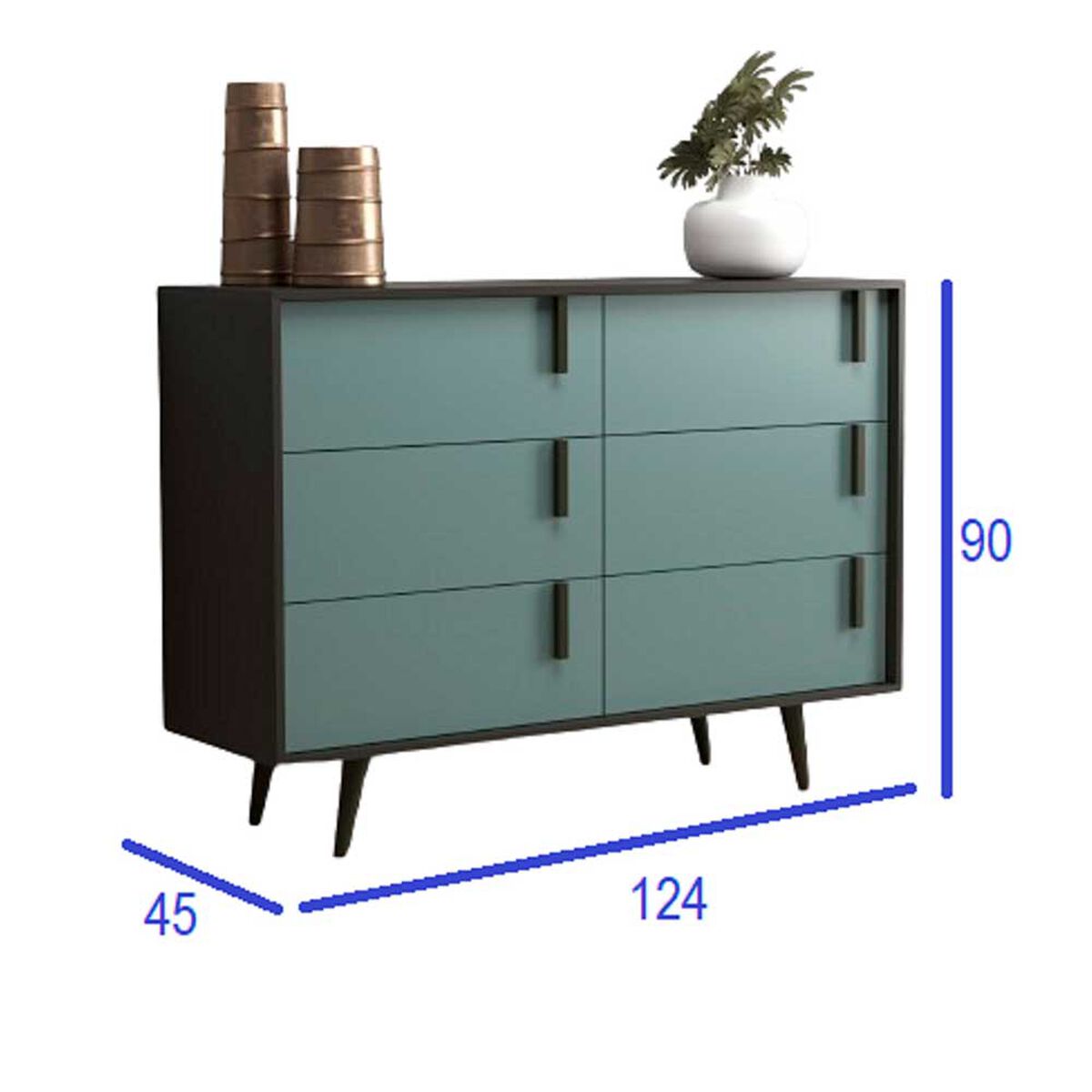 Cómoda Onessta Tulipa 6 Cajones Nogal Grafito