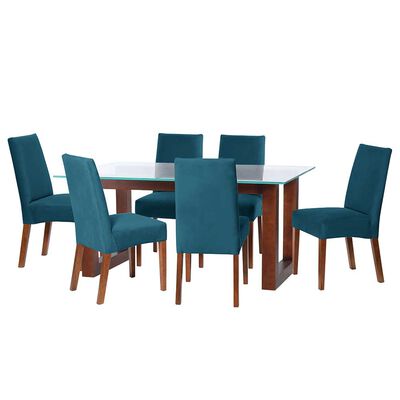 Juego de Comedor Latam Home Pamplona Granada 6 Sillas Velvet Palo Rosa