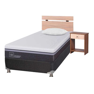 Imagen 2 del producto Box Spring CIC 1,5 Plazas Ortopedic Advance + Respaldo + Velador Olmo