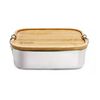 Tupper de Acero Inoxidable Tapa Madera Simplit Blanco 800 ml