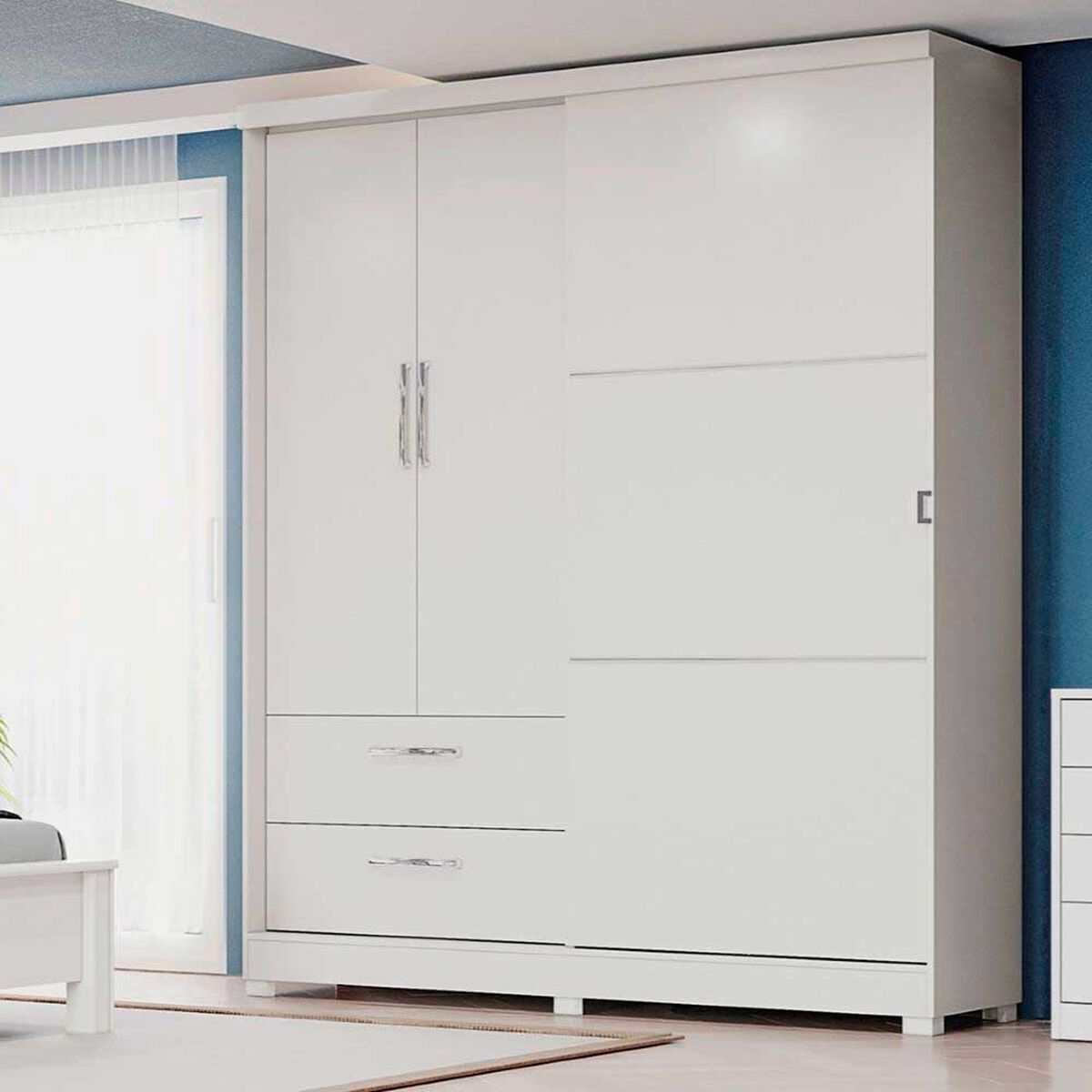Closet Roca Oliveira 3 Puertas 2 Cajones Blanco