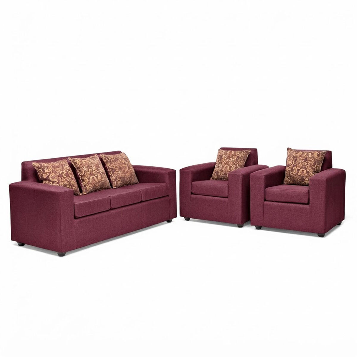 Juego de Living Almore Paris Sof&aacute; 3 Cuerpos + Dos Sillones 1 Cuerpo Rojo