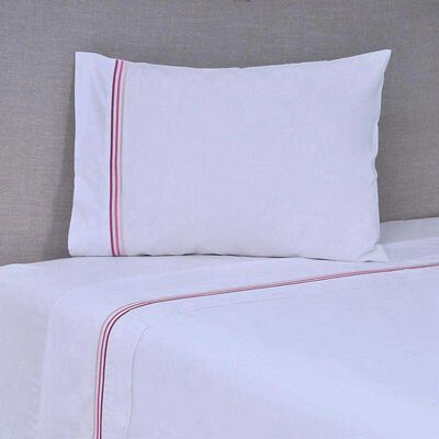 Sábana Mashini 144 Hilos 1,5 Plazas Bordada Line Rosado