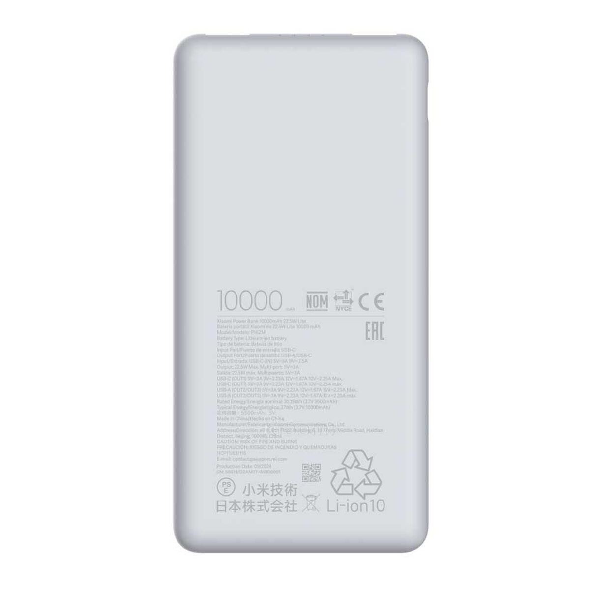 Bateria externa Xiaomi 10000mAh 22.5W Lite GL