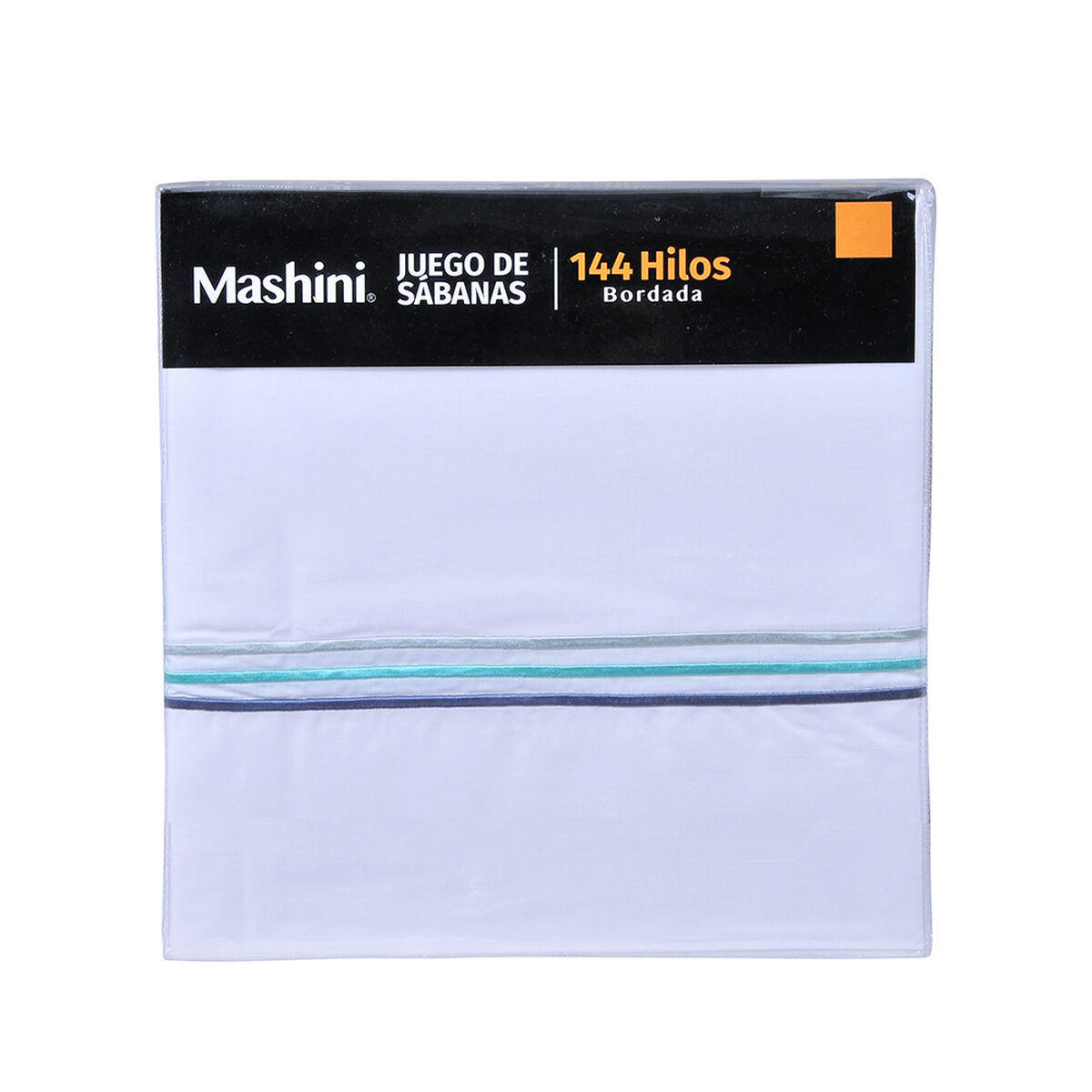 Sábana Mashini 144 Hilos 1,5 Plazas Bordada Line Azul