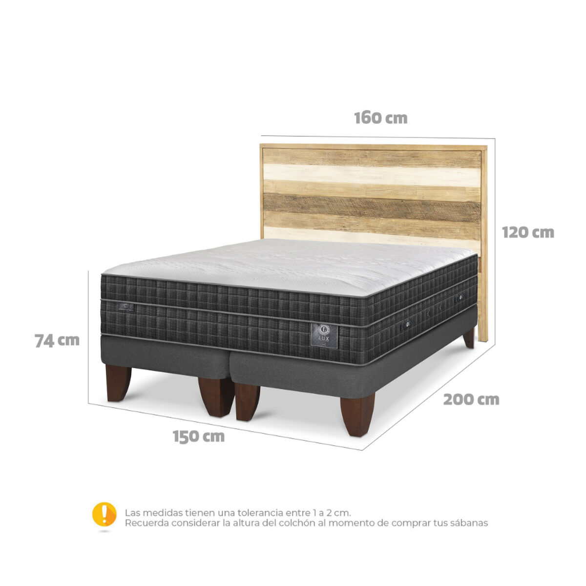 Cama Europea CIC 2 Plazas Lux + 1 Respaldo Loira