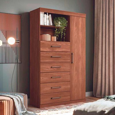 Cómoda Onessta Maraba 1 Puerta 6 Cajones Jatoba