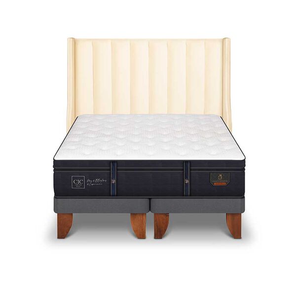 Cama Europea CIC Base Dividida 2 Plazas Grand Premium + Respaldo Panaro