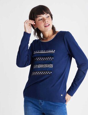 Imagen 1 del producto Polera Manga Larga Mujer Curvi Azul, Rosa, Arena