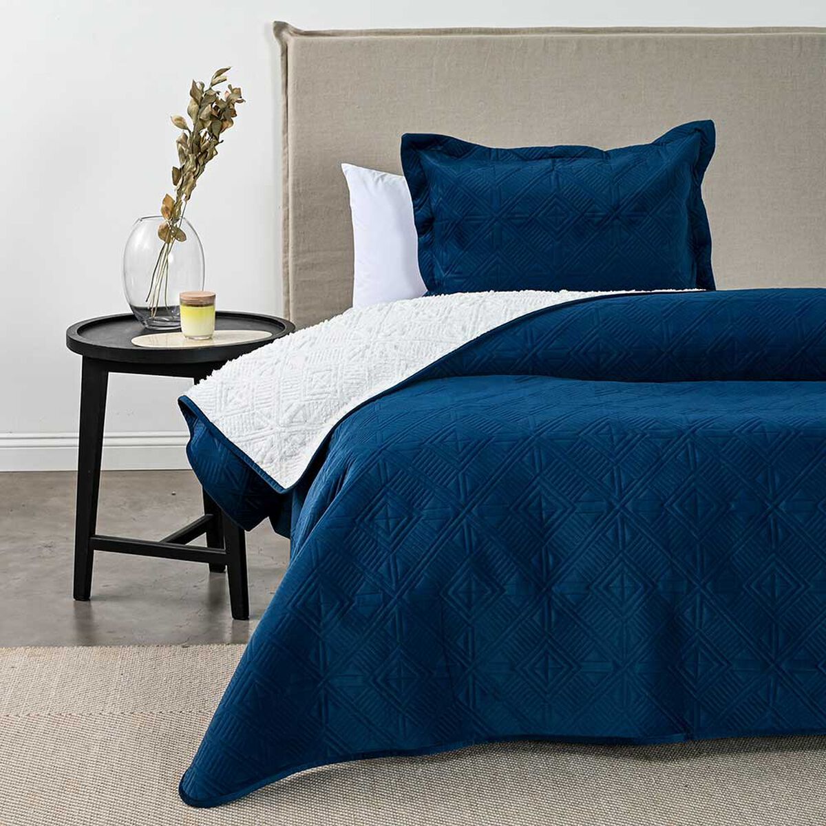 Quilt Sherpa American Family 1.5 Plazas Petroleo