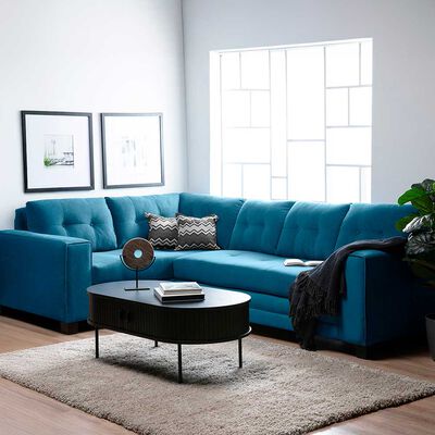 Sof&aacute; Seccional Izquierdo Living Factory Dubai 5 Cuerpos Azul Piedra