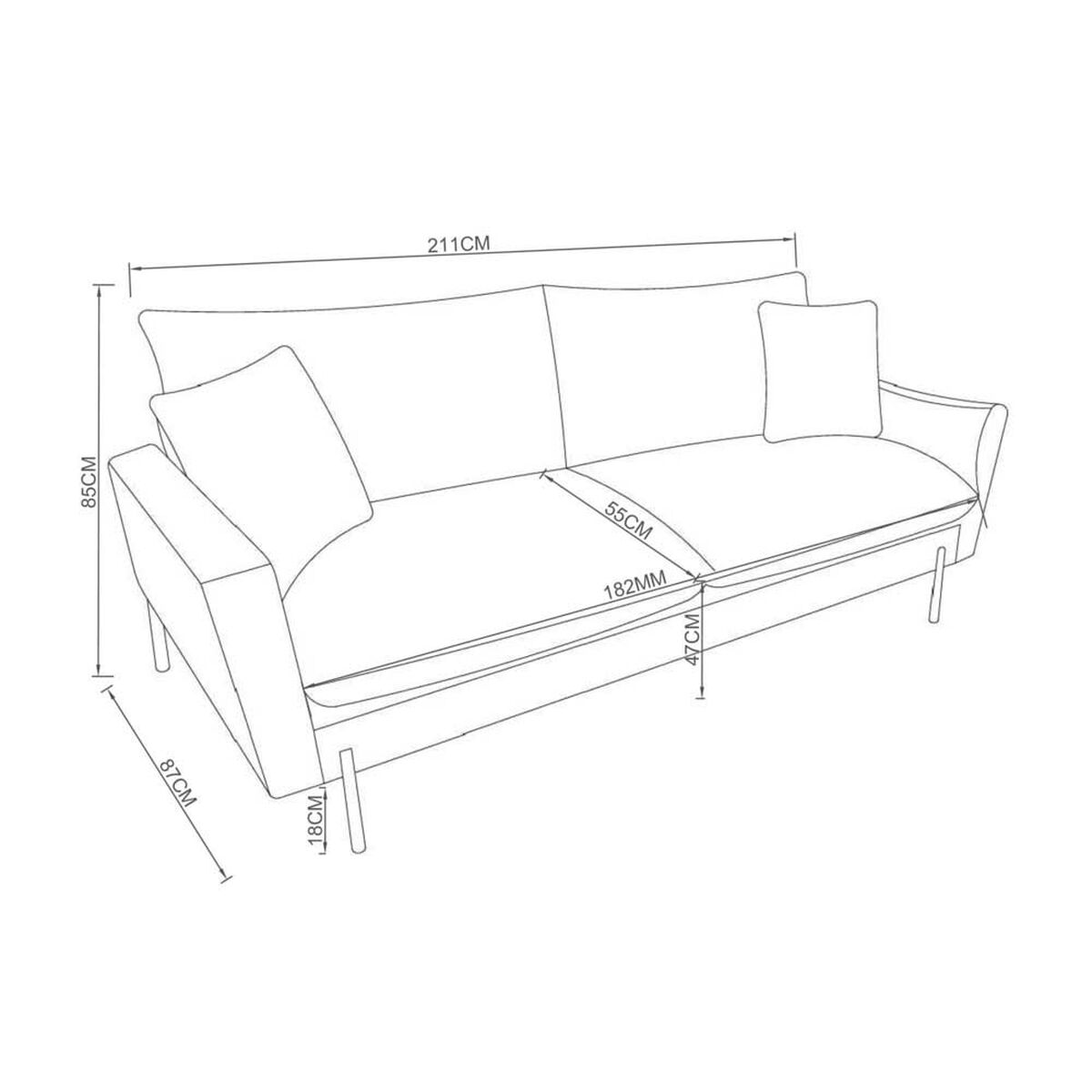 Sofá Home Mobili Huston 3 Cuerpos Gris