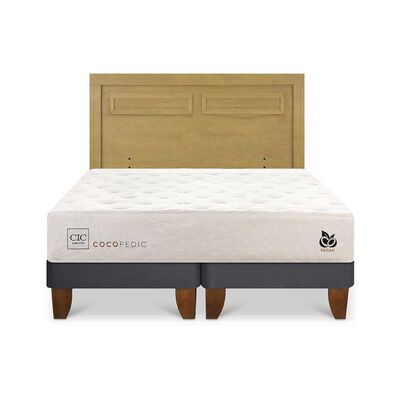 Imagen 1 del producto Cama Europea CIC Base Dividida 2 Plazas Cocopedic + Respaldo Milan Mostaza