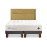 Cama Europea CIC Base Dividida 2 Plazas Cocopedic + Respaldo Milan Mostaza