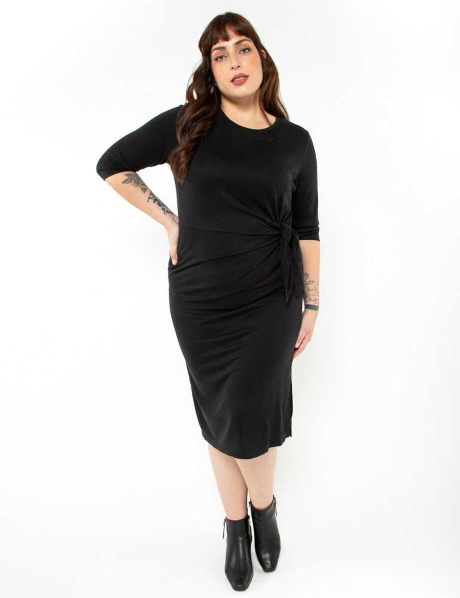 Vestido Midi Manga 3/4 Mujer Extralindas