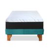 Cama Europea Latam Home 1 Plaza Zen Top Spring Hybrid Velvet Turquesa
