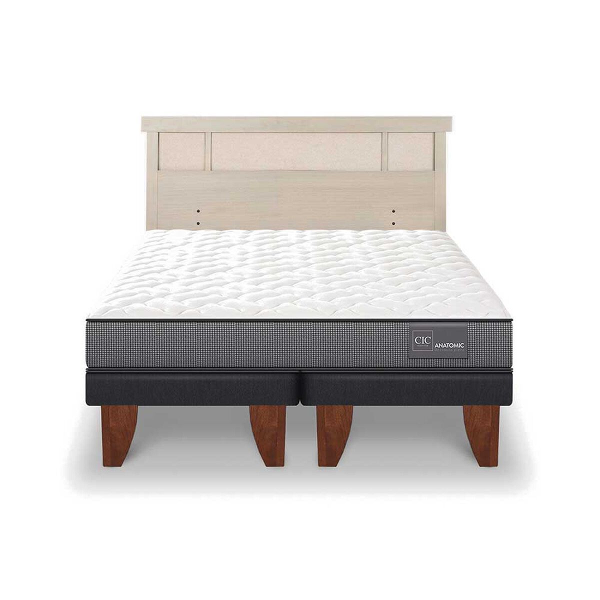 Cama Europea CIC Base Dividida 2 Plazas Anatomic + Respaldo Dublin Alpino