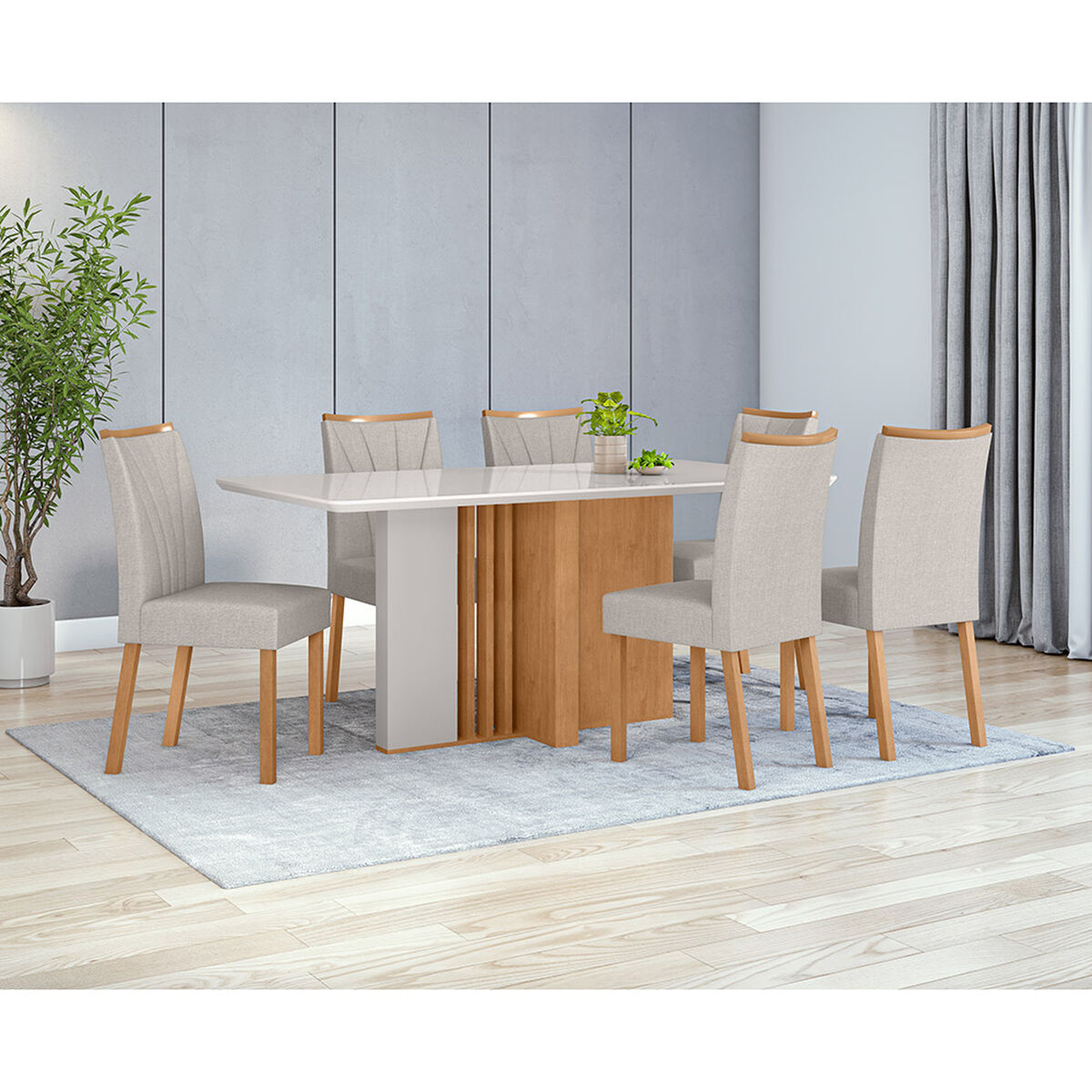 Juego de Comedor Di Poretti Design Astrid 6 Sillas Gris