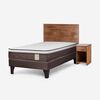 Cama Europea Rosen 1,5 Plazas New Style 4 Plus + Respaldo +  Velador Tabor Caramelo
