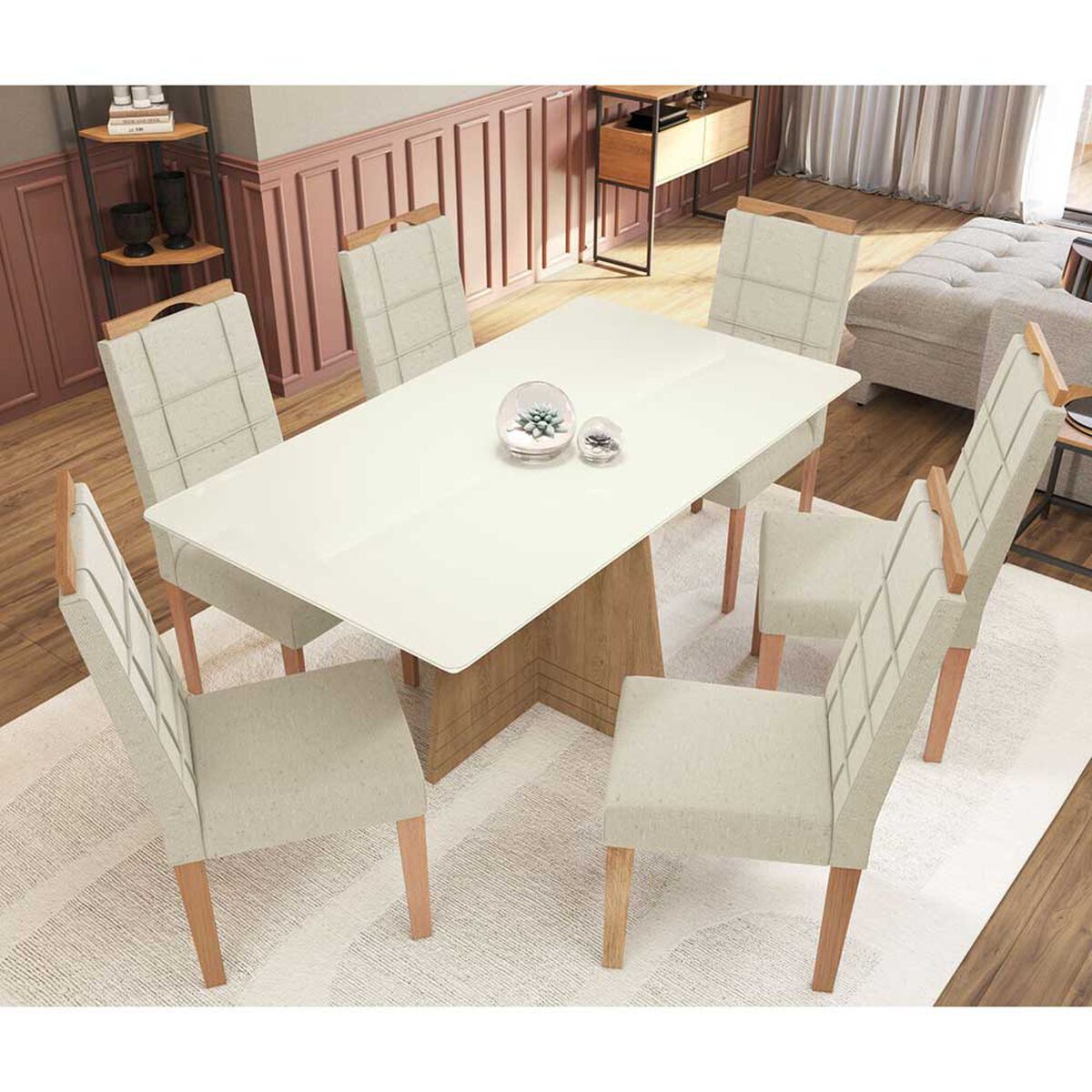 Juego de Comedor Yardas Novara 6 Sillas Off White