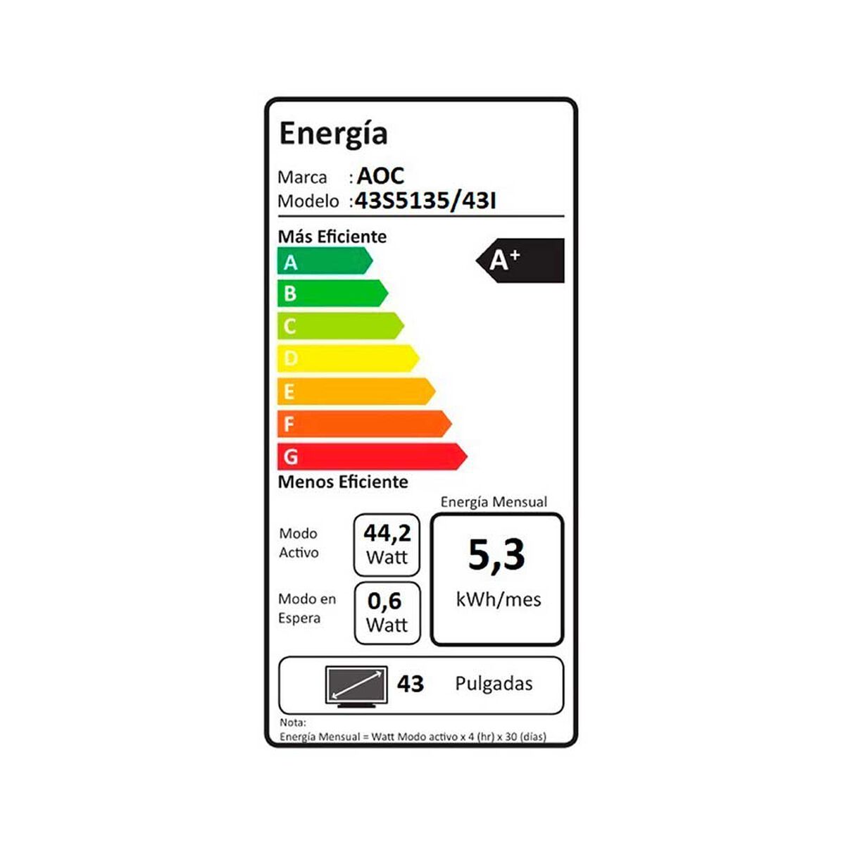 LED 43" AOC 43S5135 Smart TV Full HD