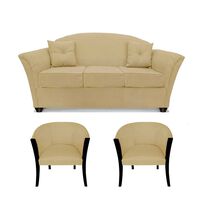 Juego de Living Elegant Detail Oregon  Sofá 3 Cuerpos + Dos Sillones 1 Cuerpo Beige
