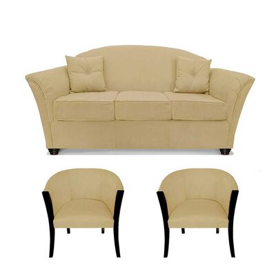 Juego de Living Elegant Detail Oregon  Sofá 3 Cuerpos + Dos Sillones 1 Cuerpo Beige