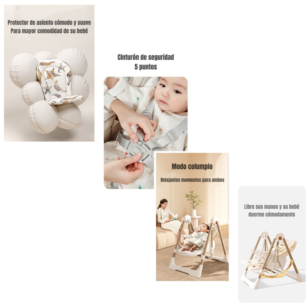 Silla de Comer Columpio 2 en 1 Angel LuBabycas Blanca