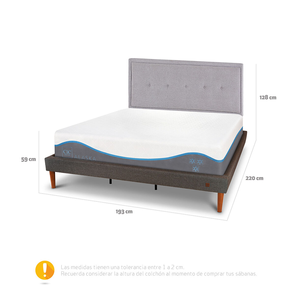 Cama Europea CIC King Alaska + Respaldo