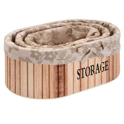 Imagen 1 del producto Set de 3 Canastos Ovalados Madera Vgo Natural