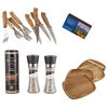 Set Parrillero Wayu Juego de Utensilios + Platos de Madera + Mix de Sales + Caja Fósforos