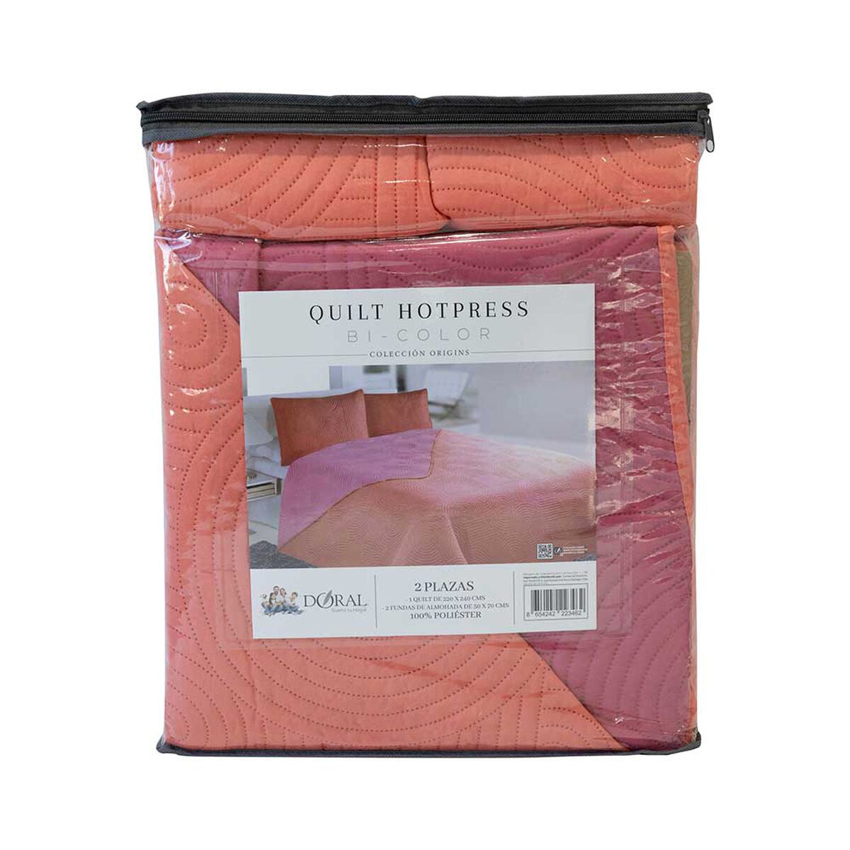 Quilt Doral 1,5 Plazas Salmon Rosa Origins